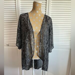 Black and white sheer, extra large kimono cardigan shawl